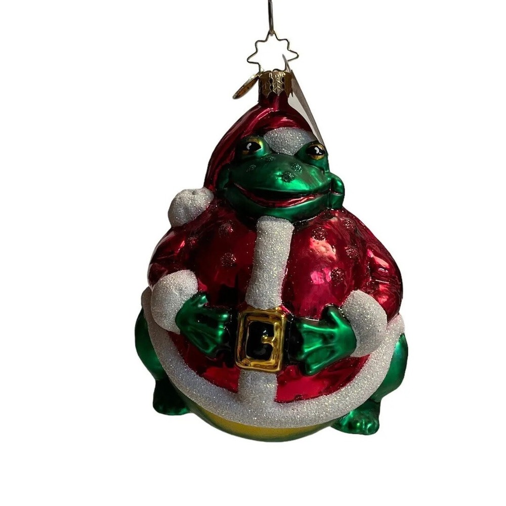 Christopher RADKO Glass Christmas Ornament SANTA TOAD Frog Ball Cute NEW